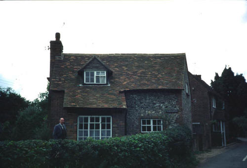 Mr Twitchen standing in the garden of Corner Cottage, Frieth, 1984 - Image from Joan Barksfield's collection