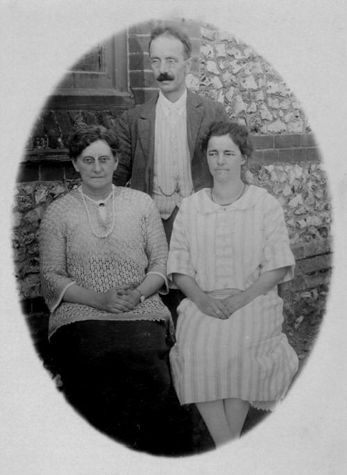 Liz Barksfield (right) with schoolmaster Mr Derry and his wife